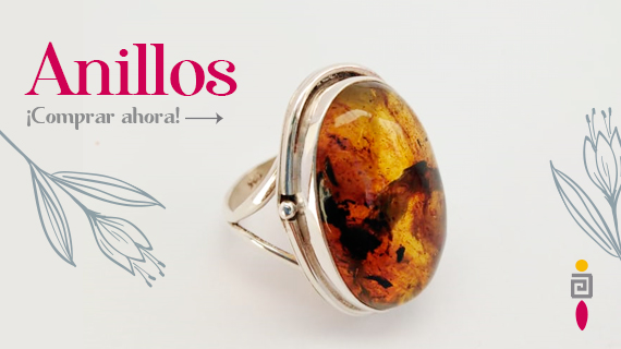 anillos de plata con ambar, jade y otras piedras naturales