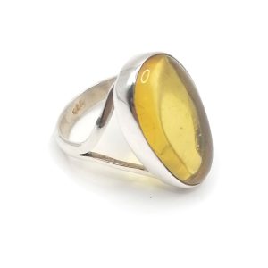 anillo plata con ambar amarillo