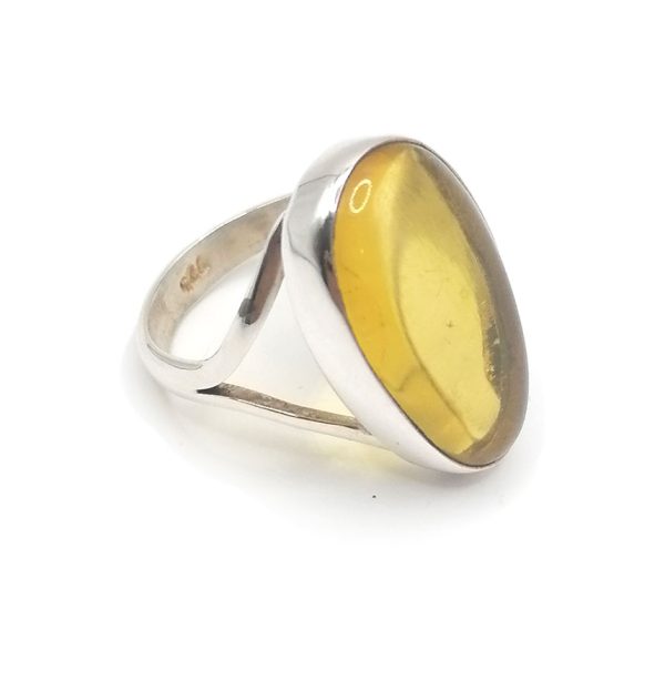 anillo plata con ambar amarillo